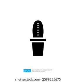 Cactus Icon Silhouette in Minimalist Black and White Design Representing Nature and Modern Aesthetics