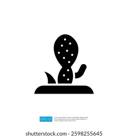 Cactus Icon Silhouette in Simple Design Representing Nature and Minimalism with Green Elements and Clean Lines for Illustrative Graphics