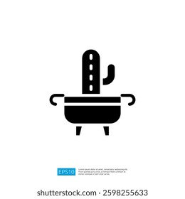 Cactus Icon in Simple Black and White Design Representing Nature in Modern Minimalistic Style