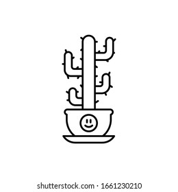 Icono de Cactus. Línea simple, contorno vectorial elementos de planta doméstica para ui y ux, sitio web o aplicación móvil