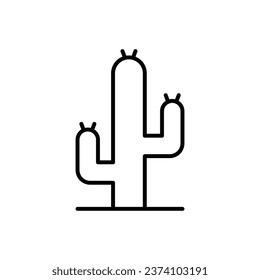 Icono de Cactus. Estilo de contorno simple. Planta del desierto, sol, vacío, cactus del saguaro, concepto de naturaleza. Símbolo de línea delgada. Ilustración vectorial aislada.