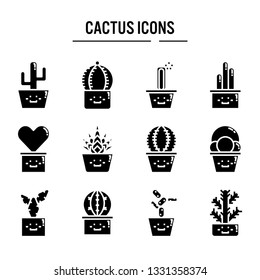 Cactus icon in solid design for web design , infographic , presentation , mobile application - Vector illustration
