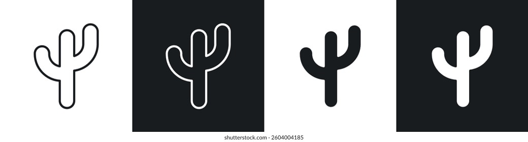 Cactus icon symbol collection on white background.