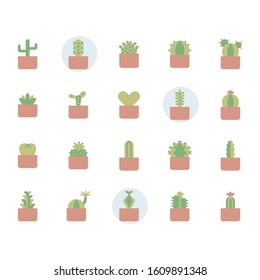 Cactus icon and symbol set in flat design