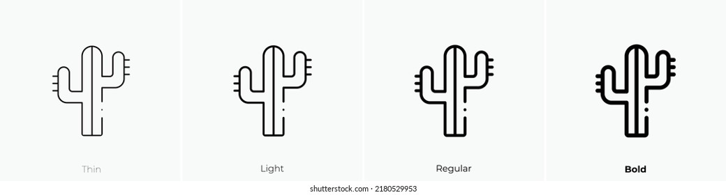 icono de cactus. Diseño delgado, ligero y audaz aislado en un fondo blanco