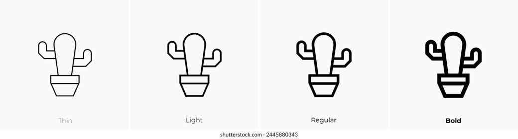 cactus icon. Thin, Light Regular And Bold style design isolated on white background