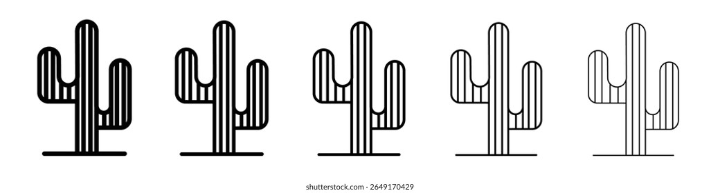 Conjunto de marca de logotipo de contorno delgado de icono de cactus