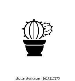 cactus icon vector black illustration