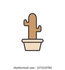 cactus icon vector filled outline style design