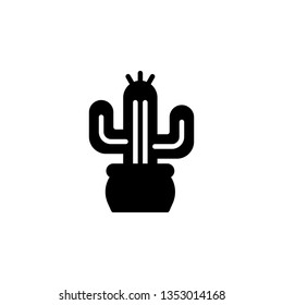 Cactus Icon Vector Illustration in Glyph Style for Any Purpose