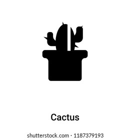 Cactus icon vector isolated on white background, logo concept of Cactus sign on transparent background, filled black symbol