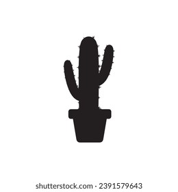 Icono de cactus símbolo del logo del vector flor del desierto botánica jardín de plantas verano ilustración tropical doodle silueta icono