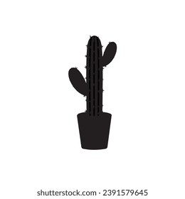 Icono de cactus símbolo del logo del vector flor del desierto botánica jardín de plantas verano ilustración tropical doodle silueta icono