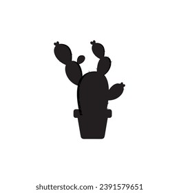 Icono de cactus símbolo del logo del vector flor del desierto botánica jardín de plantas verano ilustración tropical doodle silueta icono