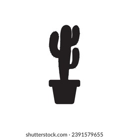 Icono de cactus símbolo del logo del vector flor del desierto botánica jardín de plantas verano ilustración tropical doodle silueta icono