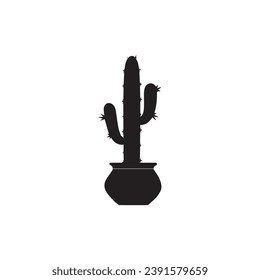 Icono de cactus símbolo del logo del vector flor del desierto botánica jardín de plantas verano ilustración tropical doodle silueta icono