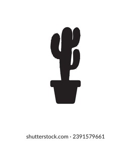 Icono de cactus símbolo del logo del vector flor del desierto botánica jardín de plantas verano ilustración tropical doodle silueta icono