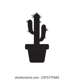 Icono de cactus símbolo del logo del vector flor del desierto botánica jardín de plantas verano ilustración tropical doodle silueta icono