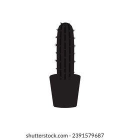 Icono de cactus símbolo del logo del vector flor del desierto botánica jardín de plantas verano ilustración tropical doodle silueta icono