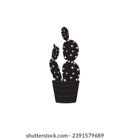 Icono de cactus símbolo del logo del vector flor del desierto botánica jardín de plantas verano ilustración tropical doodle silueta icono