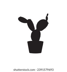 Icono de cactus símbolo del logo del vector flor del desierto botánica jardín de plantas verano ilustración tropical doodle silueta icono