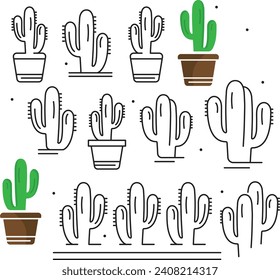logotipo del vector del icono del cactus, flor del desierto símbolo, jardín de plantas botánicas verano ilustración tropical	