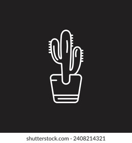 cactus icon vector logo, symbol desert flower, botanical plant garden summer tropical illustration	