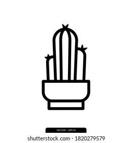 Cactus icon vector logo template