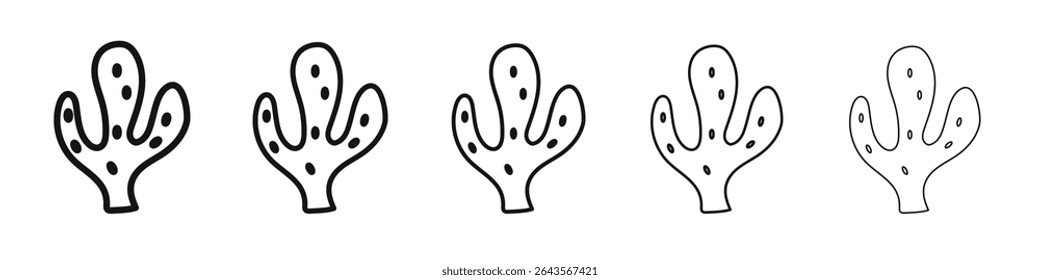 Cactus icon vector outline set illustration sign