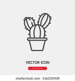 Cactus icon vector. Cactus symbol. Linear style sign for mobile concept and web design. Cactus symbol illustration. Pixel vector graphics - Vector.