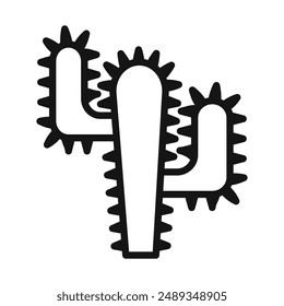 Cactus icon Vector symbol or sign set collection in black and white outline