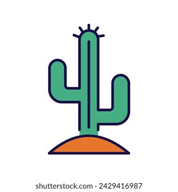 cactus icon with white background vector stock illustration