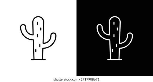 Iconos de cactus Vector blanco y negro, conjunto de iconos de línea.