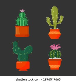 boceto clásico plano de la colección de iconos de cactus 