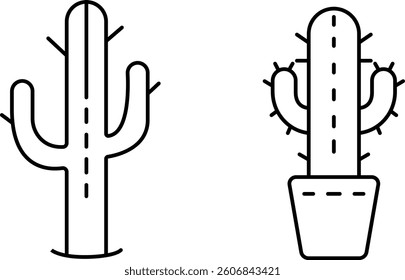 Cactus Icons – Editable Stroke Outline Collection