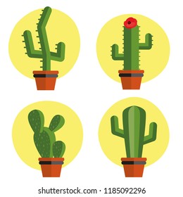 Cactus icons in a flat style.