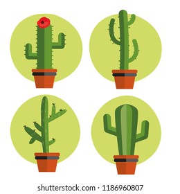 Cactus icons in a flat style.