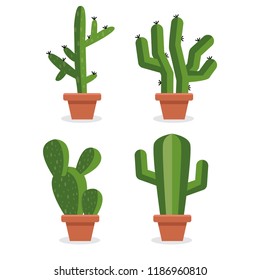 Cactus icons in a flat style.