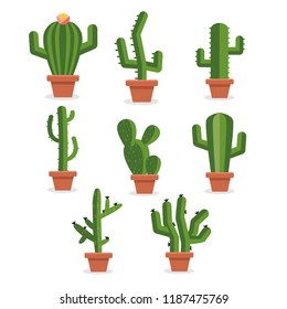 Cactus icons in a flat style.