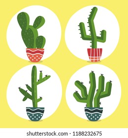 Cactus icons in a flat style.