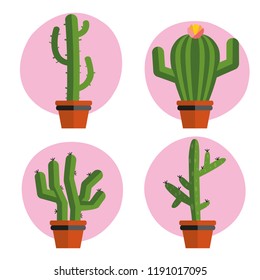 Cactus icons in a flat style.