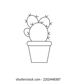 Cactus icons in a flat style background. Home plants cactus in pots and with flowers.vector illustration