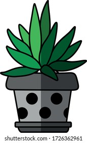 Cactus icons in a flat style isolated on a white background. Home plants cactus in pots and with flowers.for your web site design Clock icon logo, app, UI.  Vector illustration