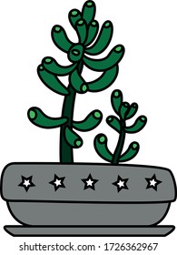 Iconos de cactus en un estilo plano aislado en un fondo blanco. Las plantas del hogar cactus en macetas y con flores.para el diseño de su sitio web Icono de reloj, aplicación, UI.  Ilustración del vector
