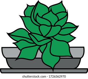 Cactus icons in a flat style isolated on a white background. Home plants cactus in pots and with flowers.for your web site design Clock icon logo, app, UI.  Vector illustration