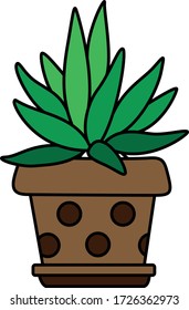 Cactus icons in a flat style isolated on a white background. Home plants cactus in pots and with flowers.for your web site design Clock icon logo, app, UI.  Vector illustration