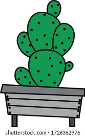 Cactus icons in a flat style isolated on a white background. Home plants cactus in pots and with flowers.for your web site design Clock icon logo, app, UI.  Vector illustration