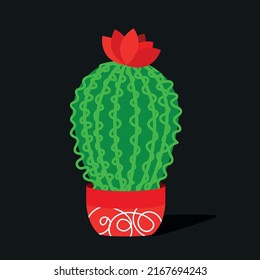 Cactus icons in flat style in vector. Home plants cactus.