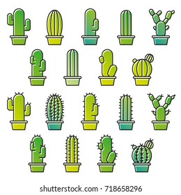 Cactus icons illustration vector set
