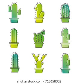 Cactus icons illustration vector set